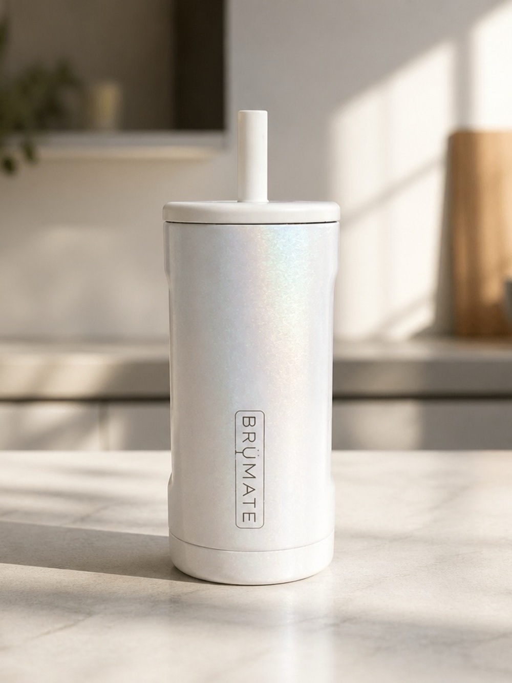 BrüMate Pearl White Insulated Straw Tumbler